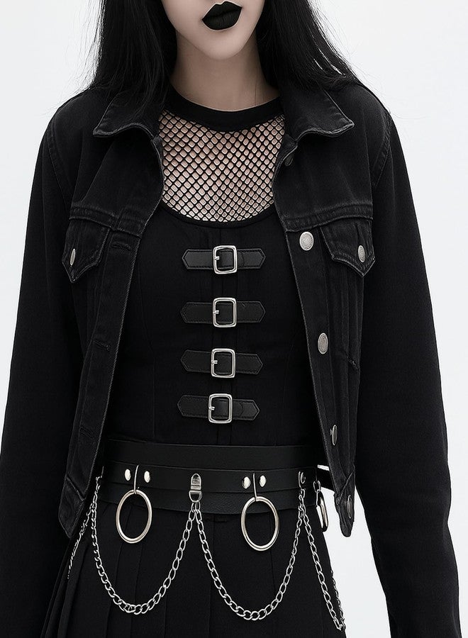 CZMZHFC Punk Gothic Chain Belt for Women, Adjustable Edgy Gothic Waiet Leather Chain Belt for Rave Festival Rock - Image 5